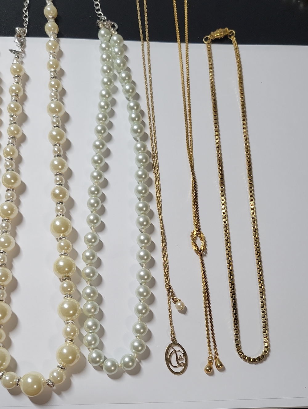 Elegant Cream Pearl and Gold Tone Necklace Lot